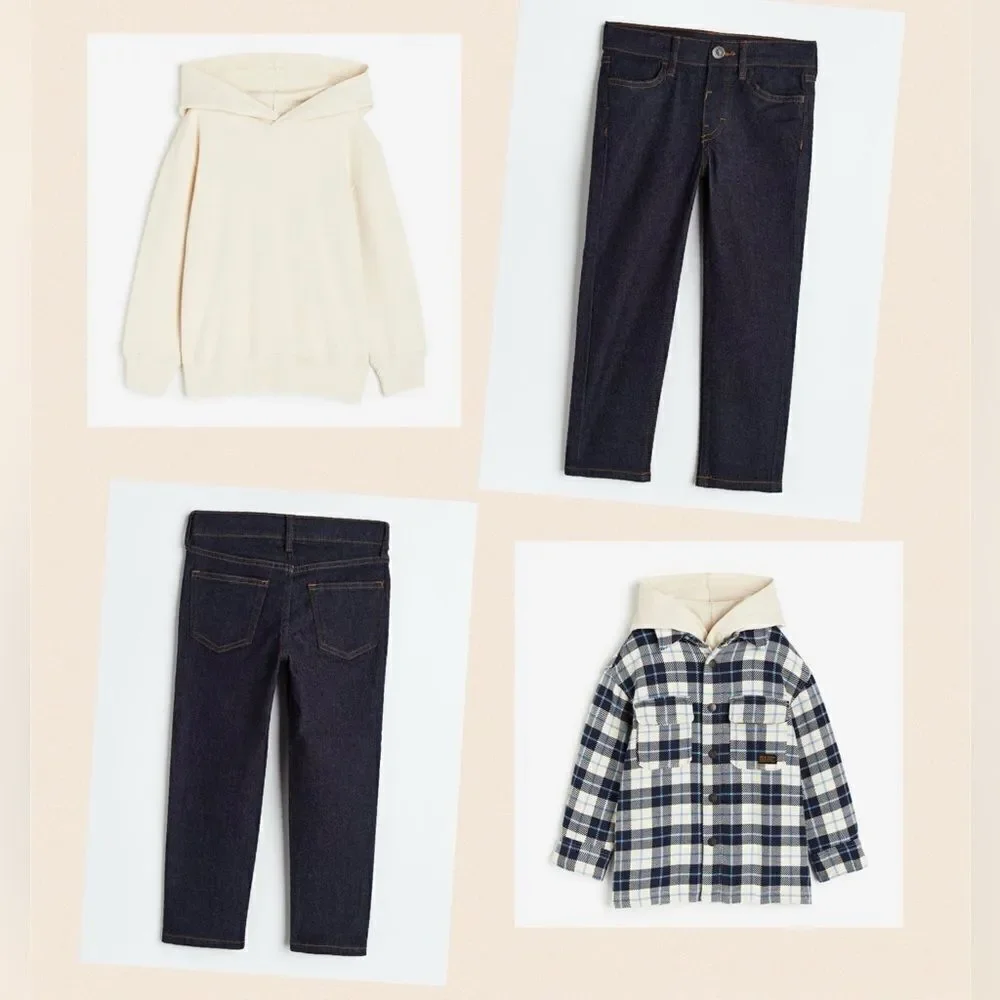 H&M 2-PIECE HOODIE AND SHIRT SET & SUPERSTRETCH SLIM FIT JEANS DENIM JEANS